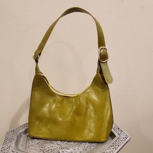Olive Green Leather Shoulder Bag